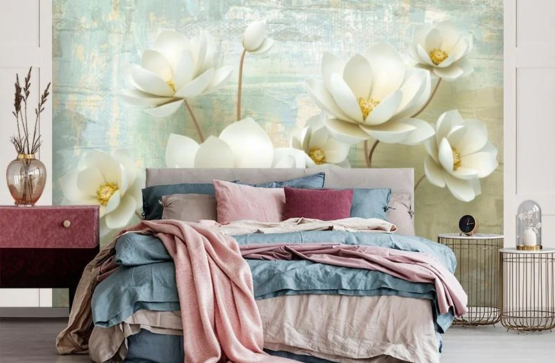 Картинка 3D Фотообои «Композиция из лотосов» | интернет-магазин ELEGANT HOME DECOR