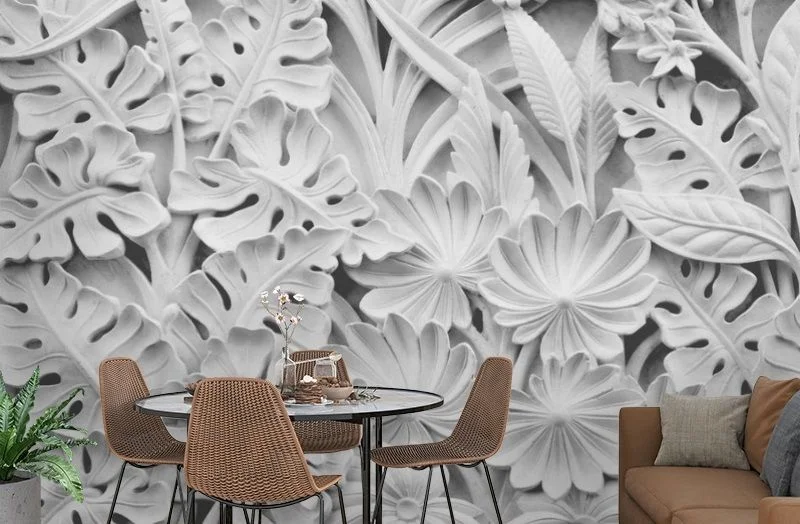 Картинка 3D Фотообои «Объемные листья» | интернет-магазин ELEGANT HOME DECOR
