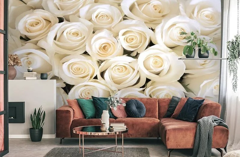 Картинка 3D Фотообои «Нежные белые розы» | интернет-магазин ELEGANT HOME DECOR