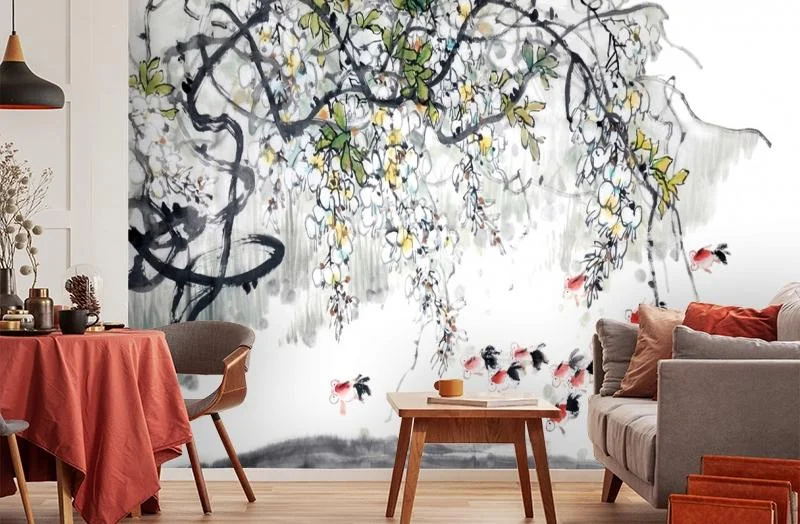 Картинка 3D Фотообои «Японские мотивы: Цветущее дерево» | интернет-магазин ELEGANT HOME DECOR
