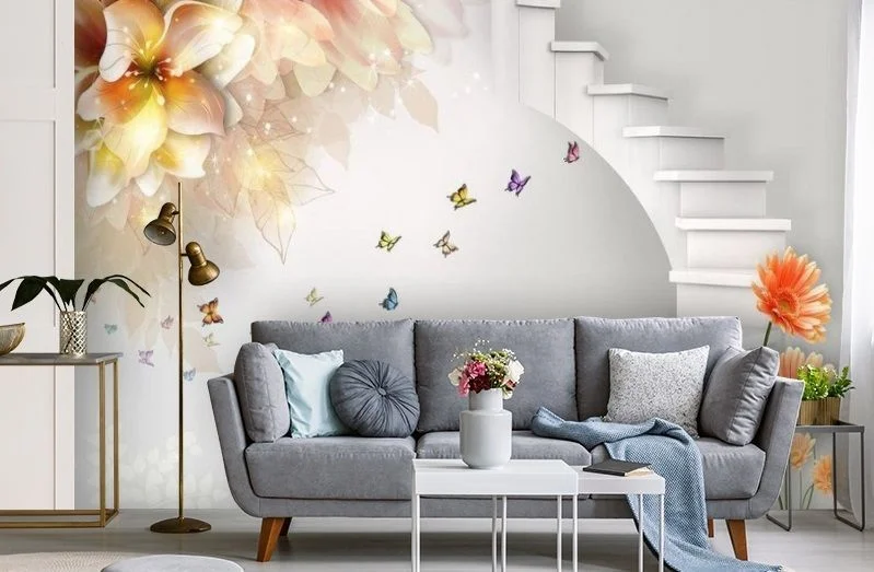 Картинка 3D Фотообои «Фантазийная лестница с цветами» | интернет-магазин ELEGANT HOME DECOR