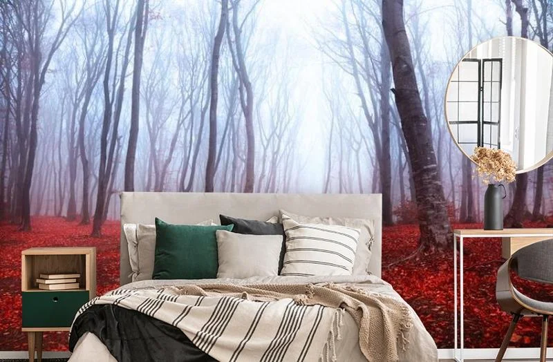 Картинка 3D Фотообои  «Осенний лес в тумане» | интернет-магазин ELEGANT HOME DECOR