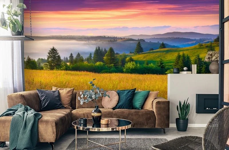 Картинка 3D Фотообои  «Туманное утро в Карпатах» | интернет-магазин ELEGANT HOME DECOR