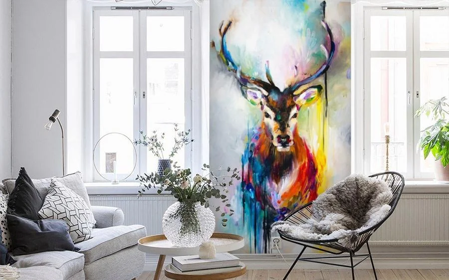 Картинка 3D Фотообои «Олень красками» | интернет-магазин ELEGANT HOME DECOR