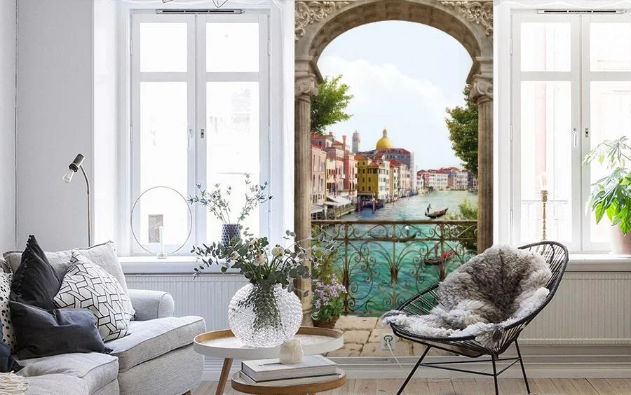 Картинка 3D Фотообои «Вид на Венецианский канал» | интернет-магазин ELEGANT HOME DECOR