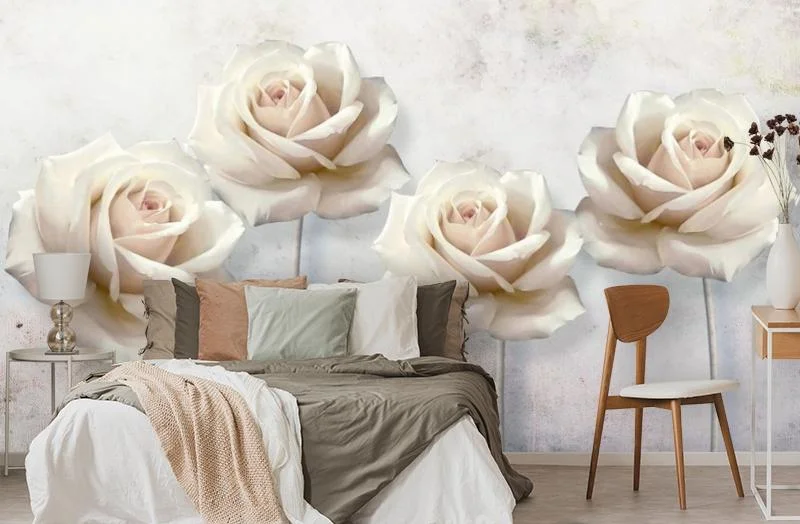 Картинка 3D Фотообои «Прекрасные розы на холсте» | интернет-магазин ELEGANT HOME DECOR