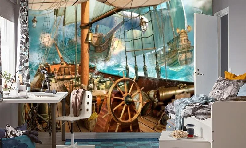 Картинка 3D Фотообои «На борту пиратского корабля» | интернет-магазин ELEGANT HOME DECOR