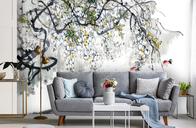 Картинка 3D Фотообои «Японские мотивы: Цветущее дерево» | интернет-магазин ELEGANT HOME DECOR