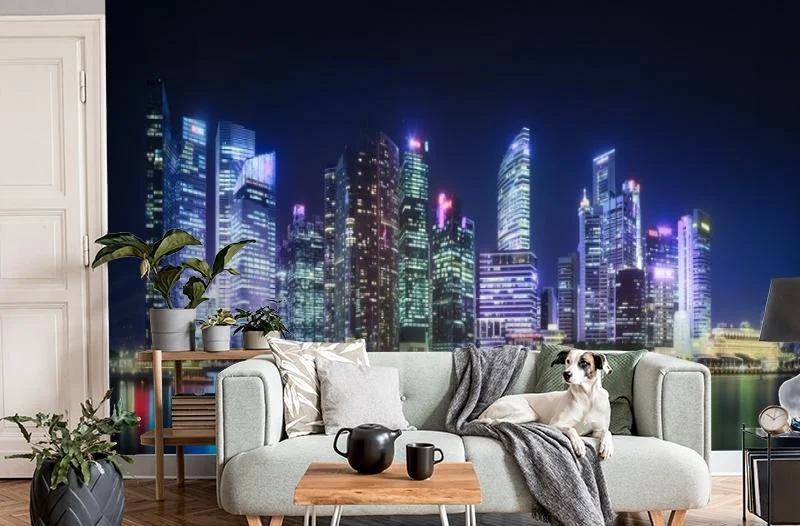 Картинка 3D Фотообои «Неоновый мегаполис» | интернет-магазин ELEGANT HOME DECOR