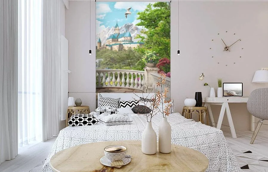 Картинка 3D Фотообои «Замок по соседству» | интернет-магазин ELEGANT HOME DECOR