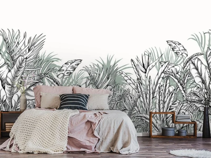 Картинка 3D Фотообои «Тропический эскиз» | интернет-магазин ELEGANT HOME DECOR