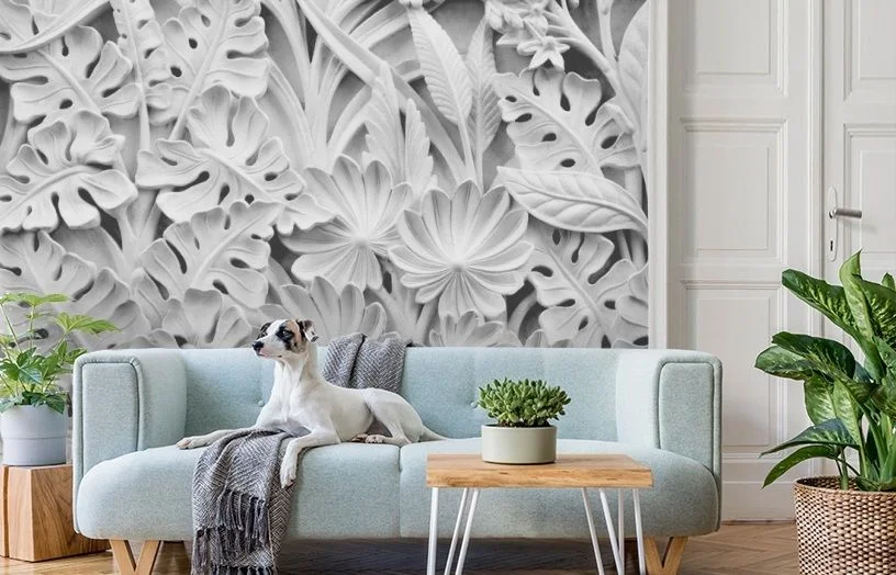 Картинка 3D Фотообои «Объемные листья» | интернет-магазин ELEGANT HOME DECOR