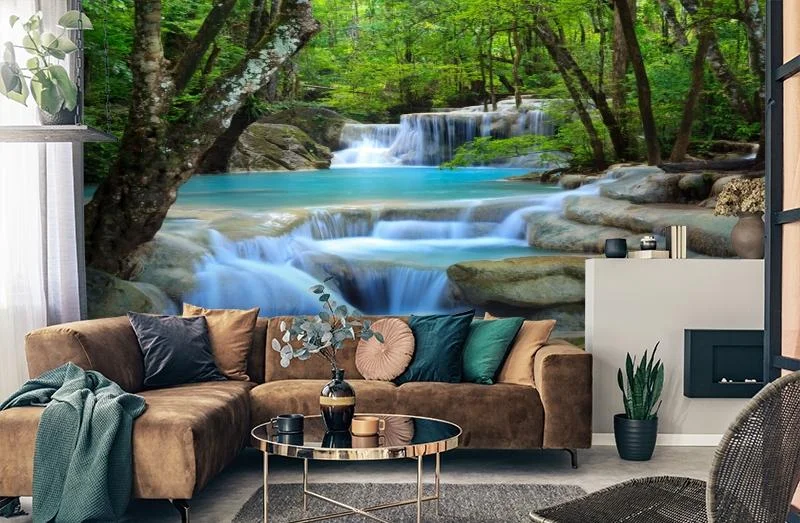 Картинка 3D Фотообои  «Водопад в зеленом лесу» | интернет-магазин ELEGANT HOME DECOR