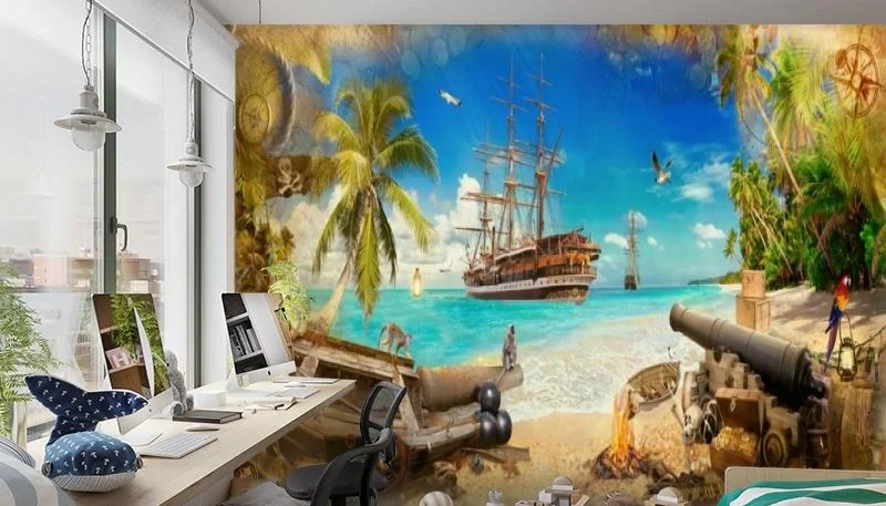 Картинка 3D Фотообои «Пираты на побережье» | интернет-магазин ELEGANT HOME DECOR