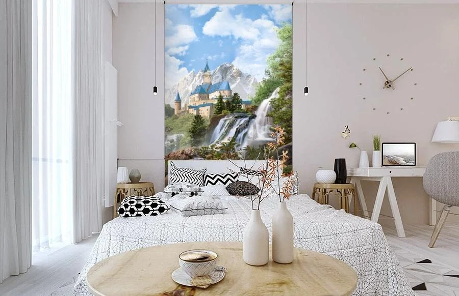 Картинка 3D Фотообои «Замок в скалистых горах» | интернет-магазин ELEGANT HOME DECOR