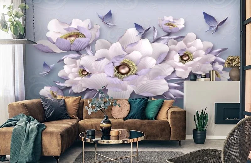 Картинка 3D Фотообои «Розовая жемчужина в лепестках» | интернет-магазин ELEGANT HOME DECOR