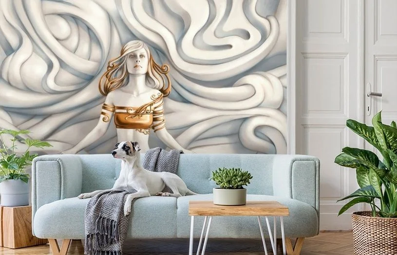 Картинка 3D Фотообои «Барельеф морская владычица» | интернет-магазин ELEGANT HOME DECOR