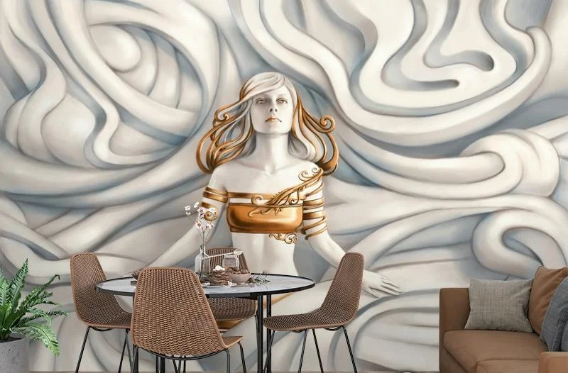 Картинка 3D Фотообои «Барельеф морская владычица» | интернет-магазин ELEGANT HOME DECOR
