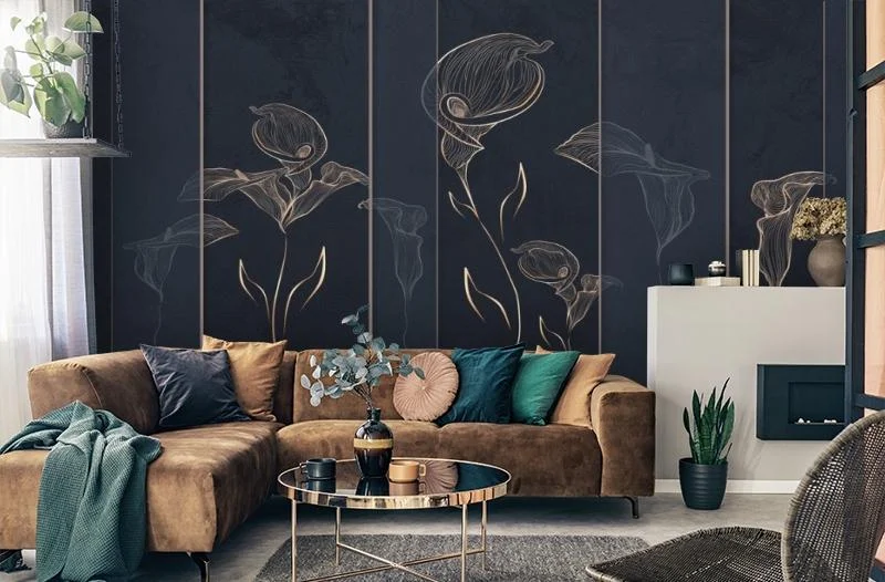 Картинка 3D Фотообои «Абстрактные каллы на фактурном фоне» | интернет-магазин ELEGANT HOME DECOR