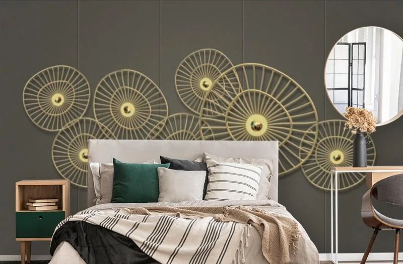 Картинка 3D Фотообои «Круги из позолоченных прутьев» | интернет-магазин ELEGANT HOME DECOR
