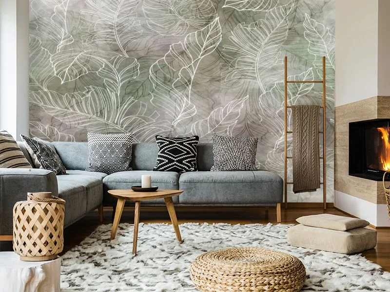 Картинка 3D Фотообои «Лиственная иллюзия» | интернет-магазин ELEGANT HOME DECOR