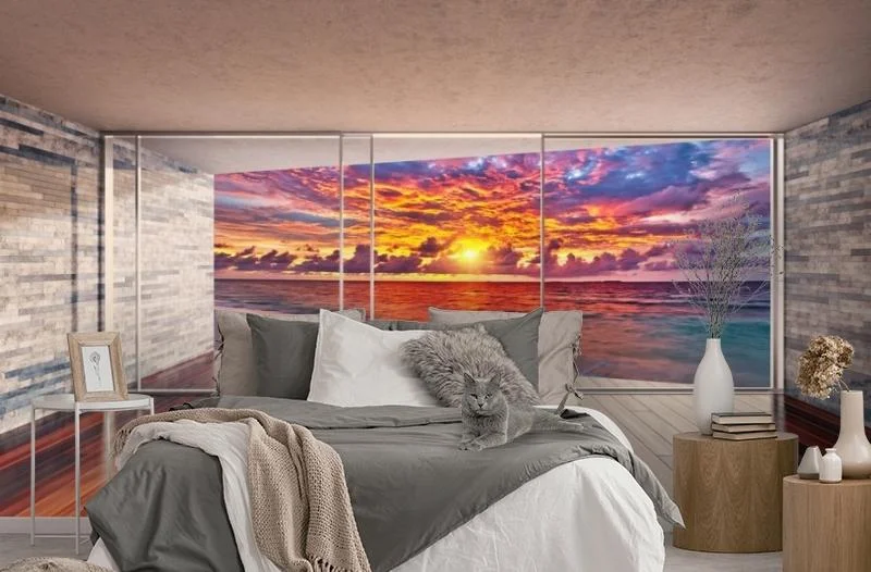 Картинка 3D Фотообои «Вид с террасы на закат» | интернет-магазин ELEGANT HOME DECOR