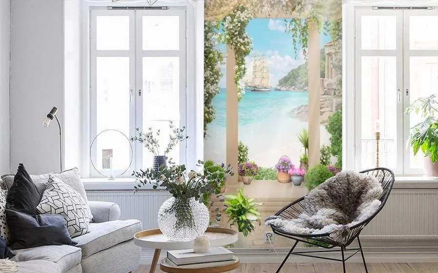 Картинка 3D Фотообои «Вид на солнечную бухту» | интернет-магазин ELEGANT HOME DECOR