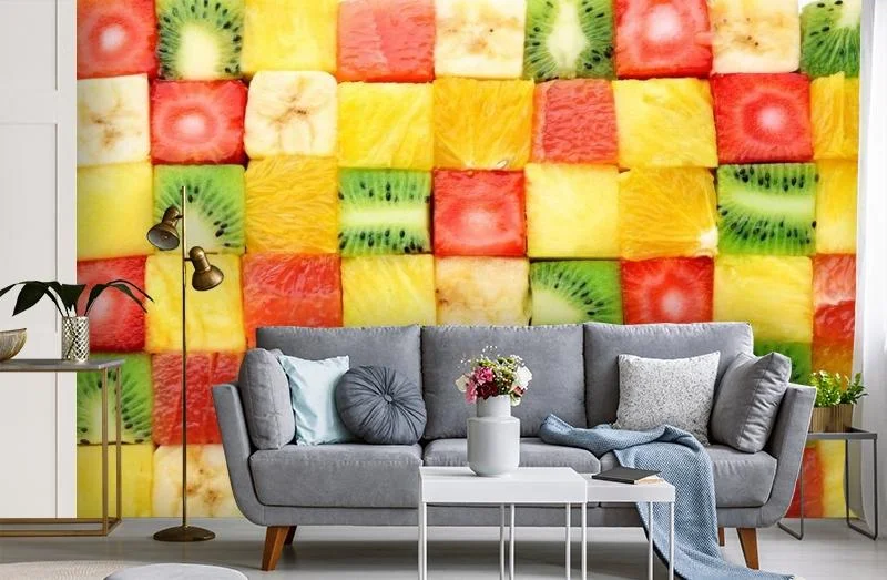 Картинка 3D Фотообои «Сочные фруктовые кубики» | интернет-магазин ELEGANT HOME DECOR