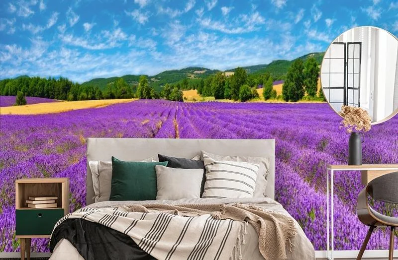 Картинка 3D Фотообои  "Лавандовое поле" Природа | интернет-магазин ELEGANT HOME DECOR