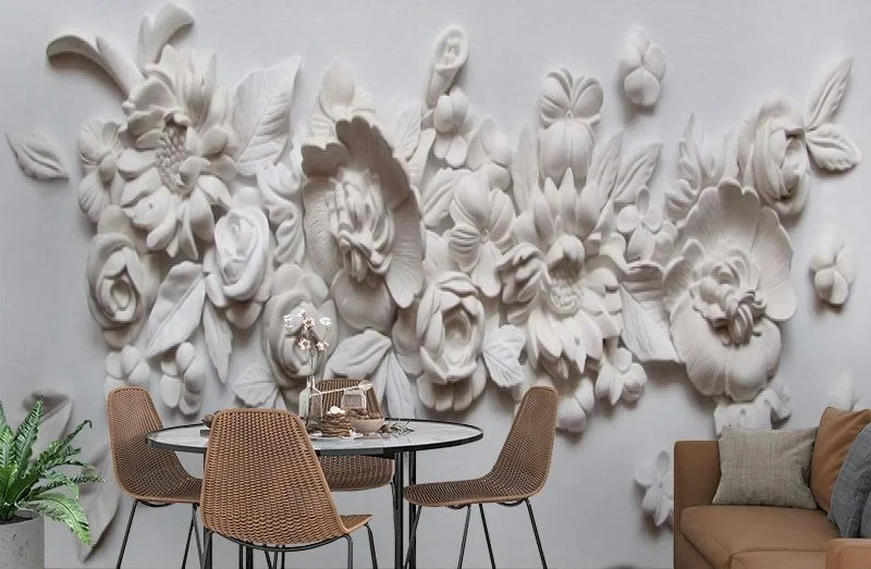 Картинка 3D Фотообои «Цветочная лепнина» | интернет-магазин ELEGANT HOME DECOR