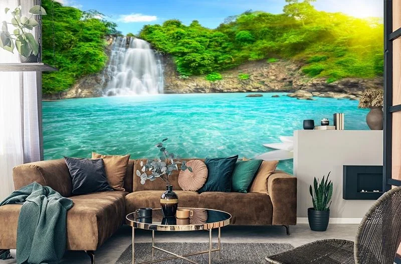 Картинка 3D Фотообои  «Водопад с кувшинкой» | интернет-магазин ELEGANT HOME DECOR
