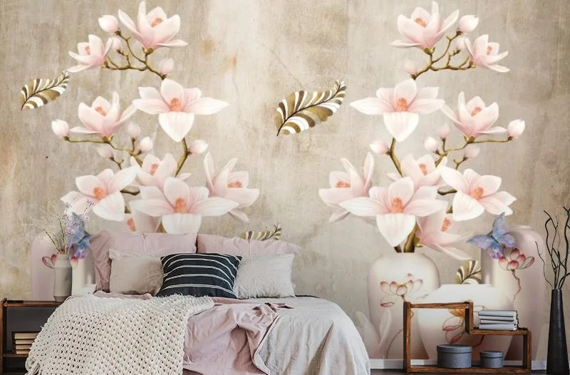 Картинка 3D Фотообои «Букеты объемных магнолий» | интернет-магазин ELEGANT HOME DECOR