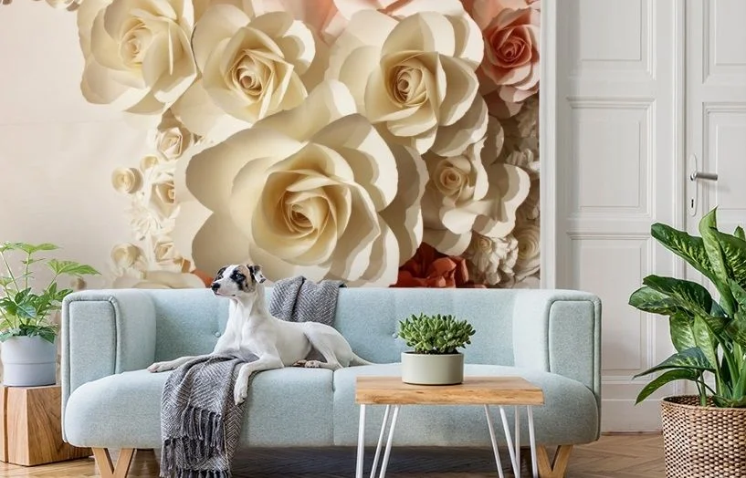 Картинка 3D Фотообои «Бумажные цветы» | интернет-магазин ELEGANT HOME DECOR