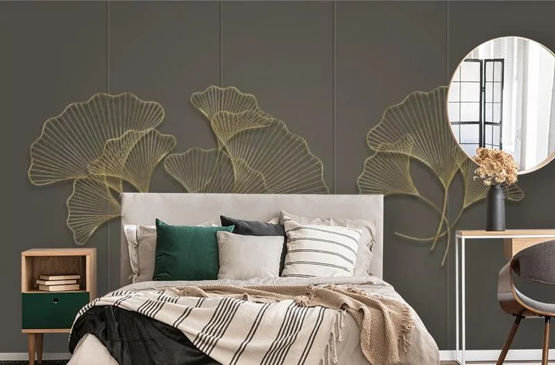 Картинка 3D Фотообои «Изящные золотые листья» | интернет-магазин ELEGANT HOME DECOR