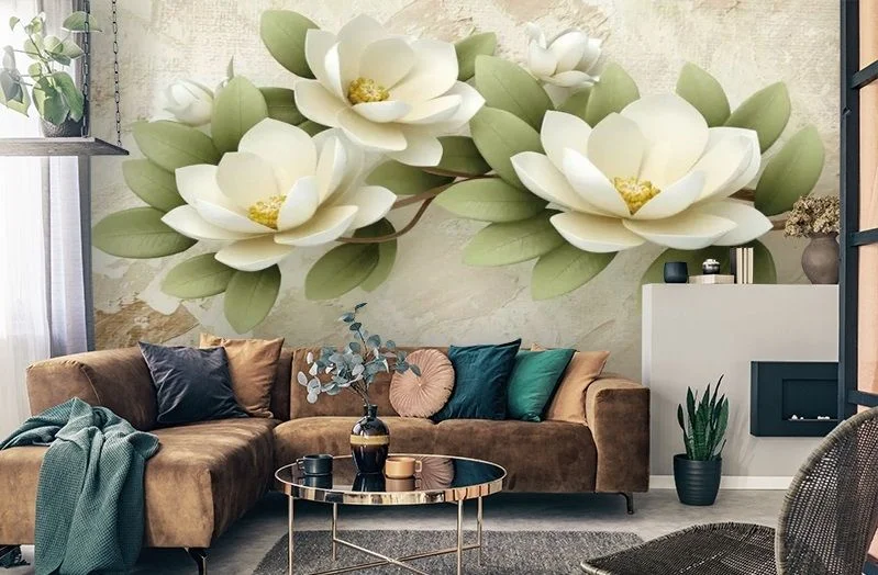 Картинка 3D Фотообои "Цветы жасмина" | интернет-магазин ELEGANT HOME DECOR