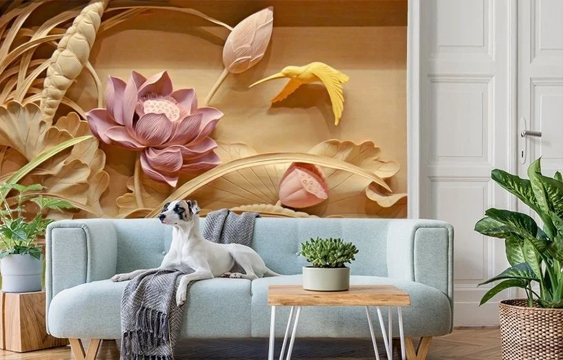 Картинка 3D Фотообои «Цветы с тиснением» | интернет-магазин ELEGANT HOME DECOR
