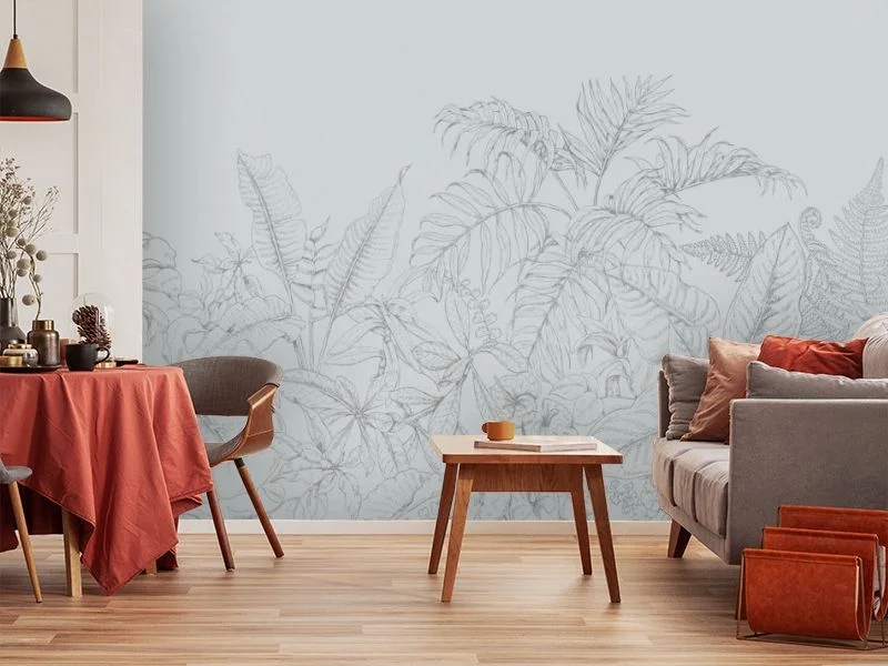 Картинка 3D Фотообои «Тропические линии на светлом» | интернет-магазин ELEGANT HOME DECOR