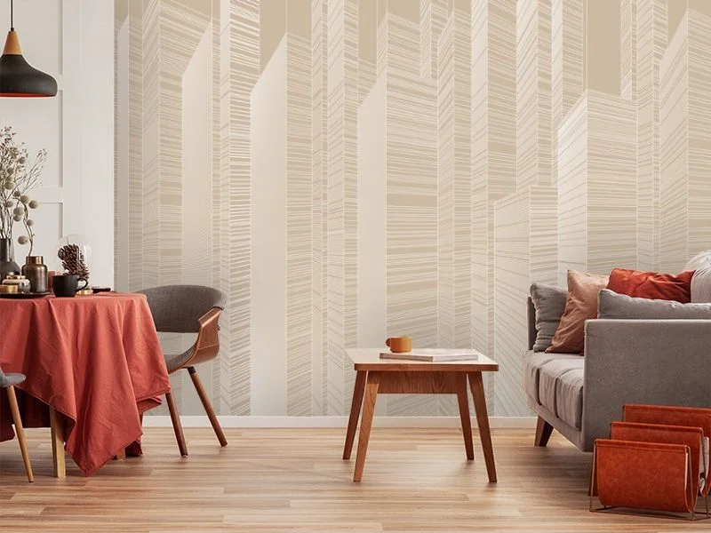 Картинка 3D Фотообои «Абстрактные небоскрёбы на бежевом» | интернет-магазин ELEGANT HOME DECOR