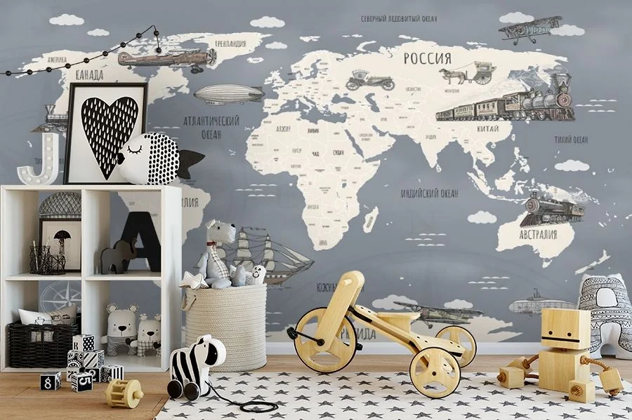 Картинка Фотообои «Ретро карта мира» | интернет-магазин ELEGANT HOME DECOR
