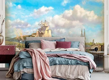 3D Фотообои «Парусники в порту» — стиль и качество для вашего интерьера