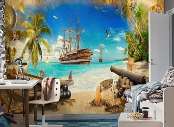 3D Фотообои «Пираты на побережье» — стиль и качество для вашего интерьера