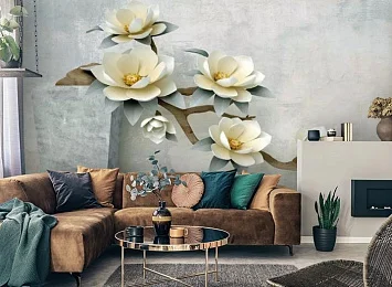3D Фотообои "Жасмин в каменной вазе" — стиль и качество для вашего интерьера