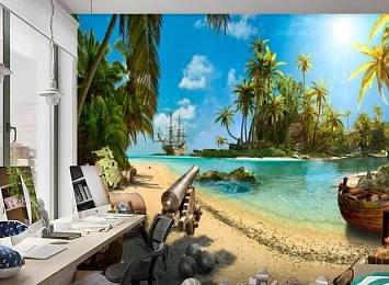 3D Фотообои «Остров с сокровищами» — стиль и качество для вашего интерьера