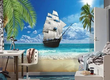3D Фотообои  «Корабль у берега» — стиль и качество для вашего интерьера