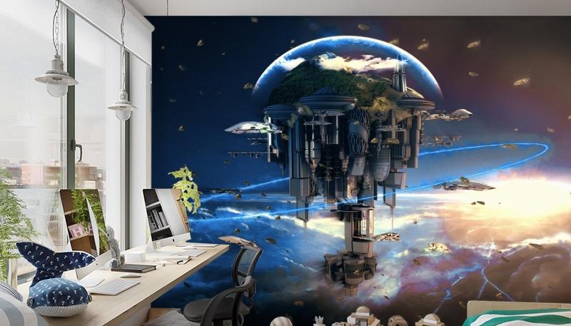 картинка 3D Фотообои «Футуристический космический замок» | интернет-магазин фотообоев ARTDECO