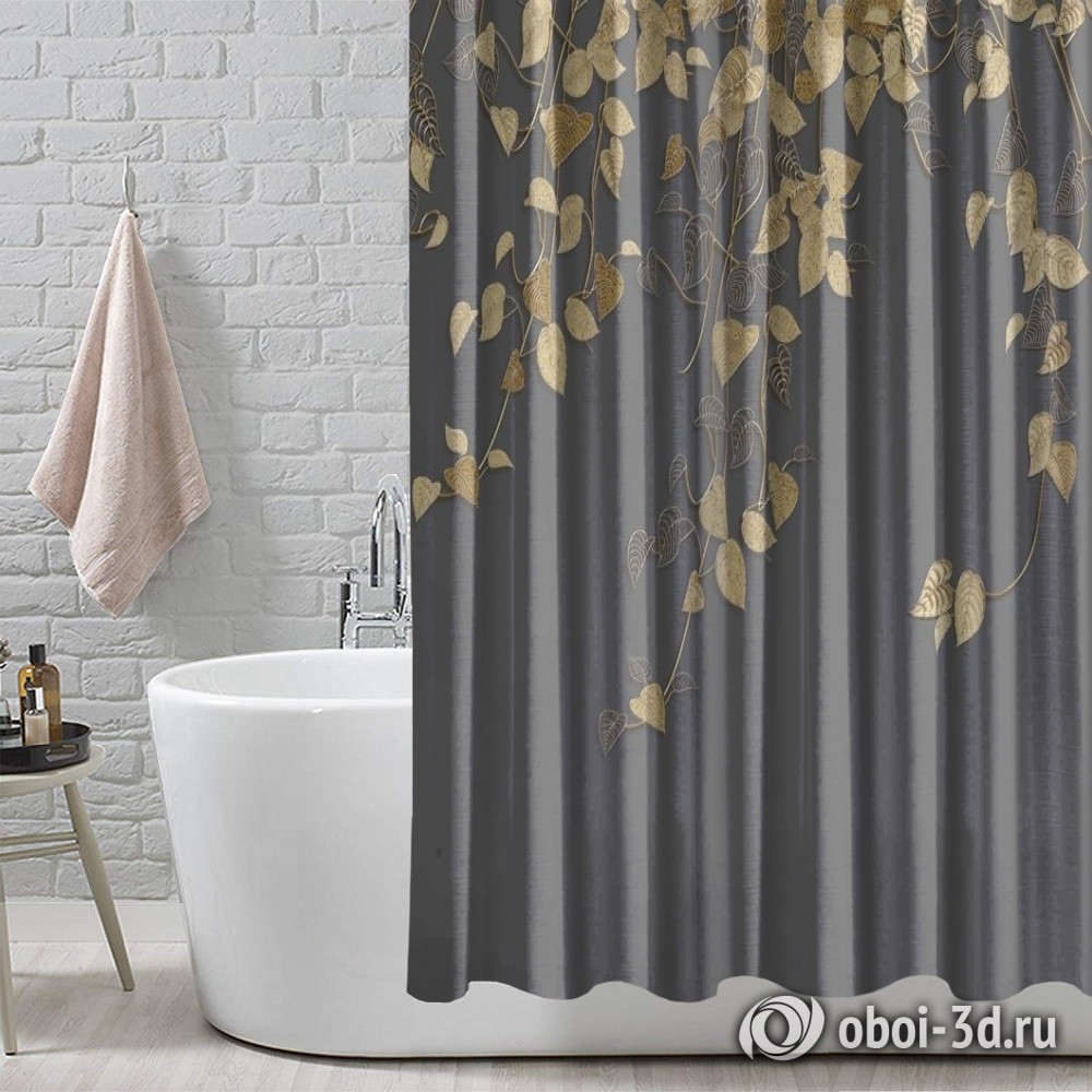 картинка Шторы для ванной «Золотые лианы» | интернет-магазин фотообоев ARTDECO