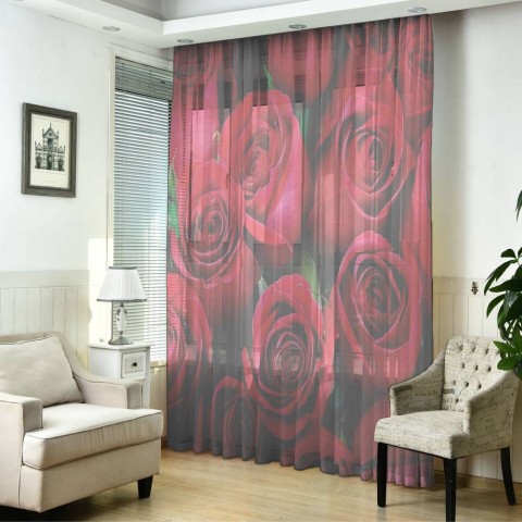 картинка 3D фототюль "Нежные бордовые розы" | интернет-магазин фотообоев ARTDECO