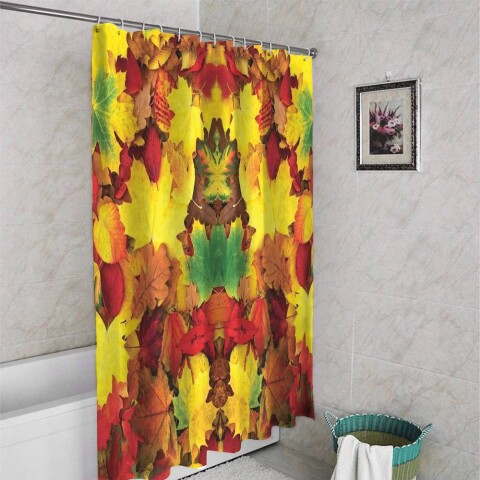 картинка 3D фотоштора для ванной «Разноцветная листва» | интернет-магазин фотообоев ARTDECO