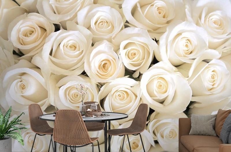 картинка 3D Фотообои «Нежные белые розы» | интернет-магазин фотообоев ARTDECO
