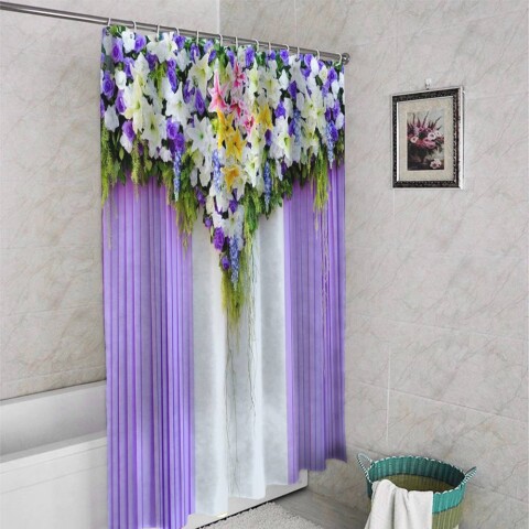 картинка 3D занавеска для ванной «Сиреневая вуаль» | интернет-магазин фотообоев ARTDECO